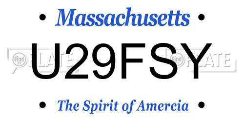 U29FSY Massachusetts License Plate