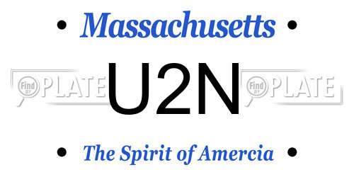 U2N Massachusetts License Plate