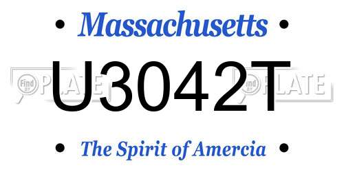 U3042T Massachusetts License Plate
