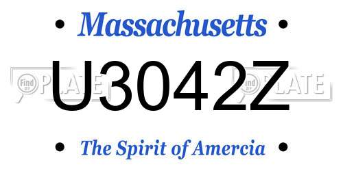 U3042Z Massachusetts License Plate