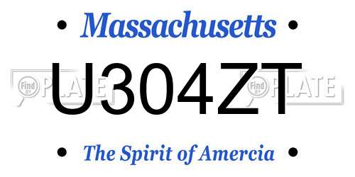 U304ZT Massachusetts License Plate