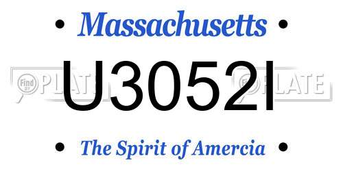 U3052I Massachusetts License Plate