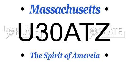 U30ATZ Massachusetts License Plate