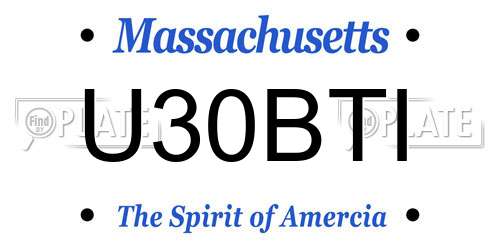 U30BTI Massachusetts License Plate