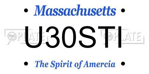 U30STI Massachusetts License Plate