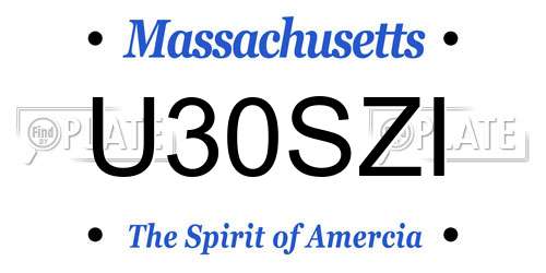 U30SZI Massachusetts License Plate