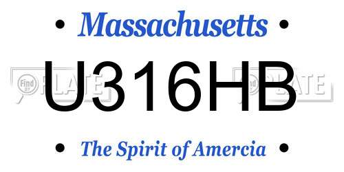 U316HB Massachusetts License Plate