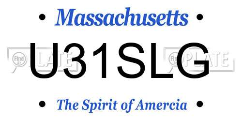 U31SLG Massachusetts License Plate