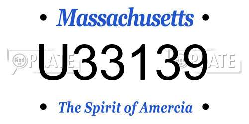 U33139 Massachusetts License Plate