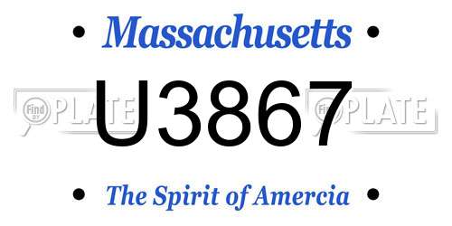 U3867 Massachusetts License Plate