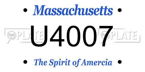 U4007 Massachusetts License Plate