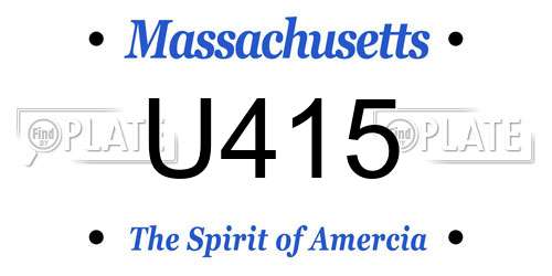 U415 Massachusetts License Plate