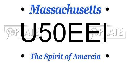U50EEI Massachusetts License Plate