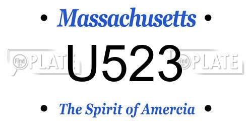 U523 Massachusetts License Plate