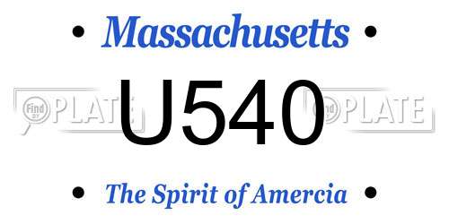 U540 Massachusetts License Plate