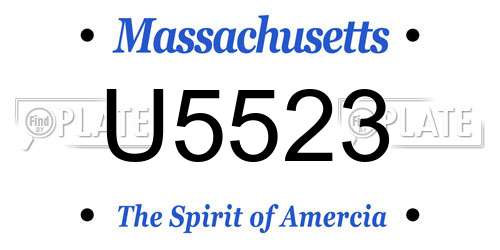 U5523 Massachusetts License Plate