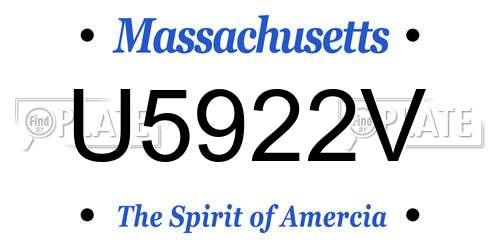 U5922V Massachusetts License Plate