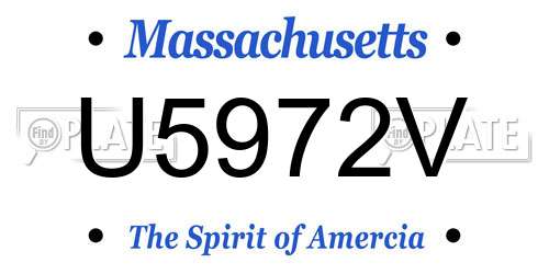 U5972V Massachusetts License Plate
