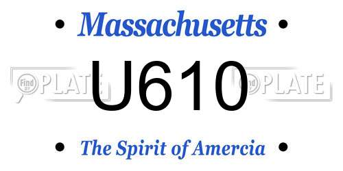 U610 Massachusetts License Plate