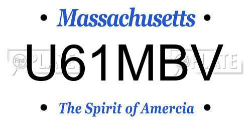 U61MBV Massachusetts License Plate