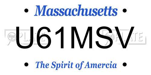 U61MSV Massachusetts License Plate