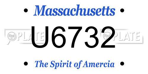U6732 Massachusetts License Plate