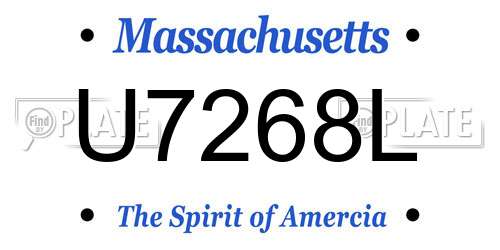 U7268L Massachusetts License Plate