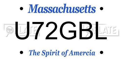 U72GBL Massachusetts License Plate