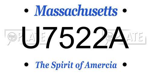 U7522A Massachusetts License Plate