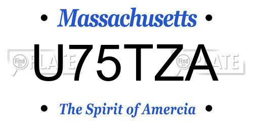 U75TZA Massachusetts License Plate