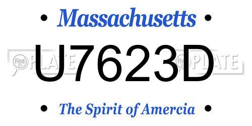 U7623D Massachusetts License Plate