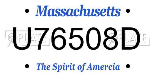 U76508D Massachusetts License Plate