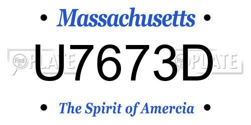 U7673D Massachusetts License Plate