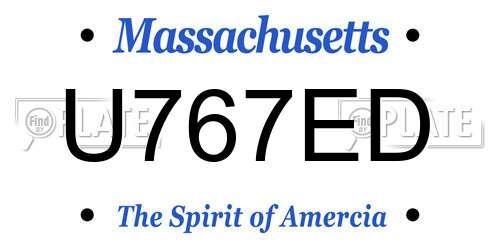 U767ED Massachusetts License Plate