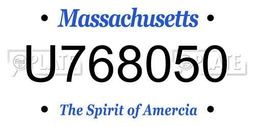 U768050 Massachusetts License Plate