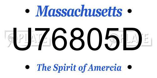 U76805D Massachusetts License Plate