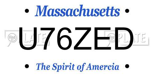 U76ZED Massachusetts License Plate