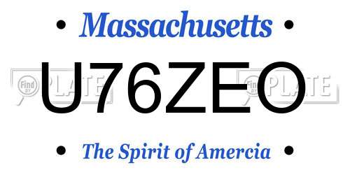 U76ZEO Massachusetts License Plate