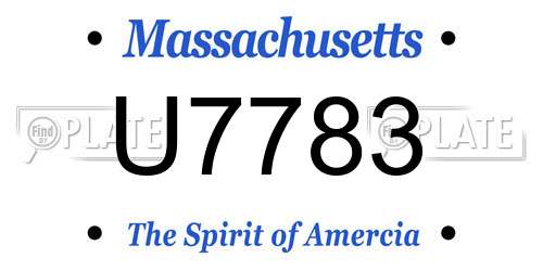 U7783 Massachusetts License Plate