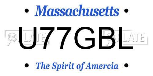 U77GBL Massachusetts License Plate