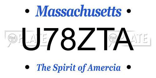 U78ZTA Massachusetts License Plate