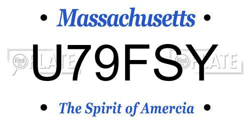 U79FSY Massachusetts License Plate