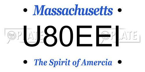 U80EEI Massachusetts License Plate