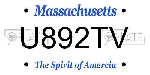 U892TV Massachusetts License Plate