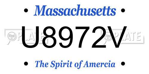 U8972V Massachusetts License Plate