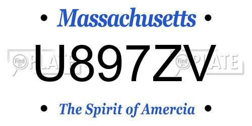 U897ZV Massachusetts License Plate