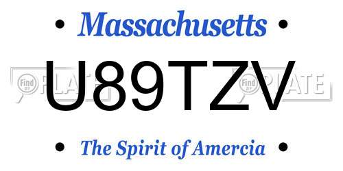 U89TZV Massachusetts License Plate