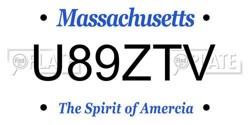 U89ZTV Massachusetts License Plate