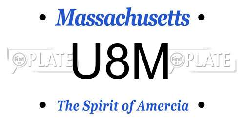 U8M Massachusetts License Plate