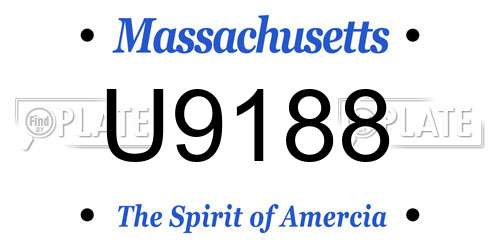 U9188 Massachusetts License Plate